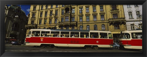 Framed Electric train on a street, Prague, Czech Republic Print