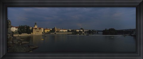 Framed Buildings at the waterfront, Charles Bridge, Vltava River, Prague, Czech Republic Print