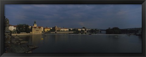 Framed Buildings at the waterfront, Charles Bridge, Vltava River, Prague, Czech Republic Print