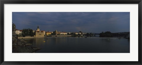 Framed Buildings at the waterfront, Charles Bridge, Vltava River, Prague, Czech Republic Print