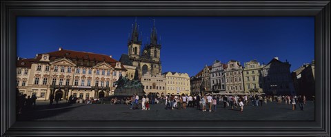 Framed Group of people at a town square, Prague Old Town Square, Old Town, Prague, Czech Republic Print