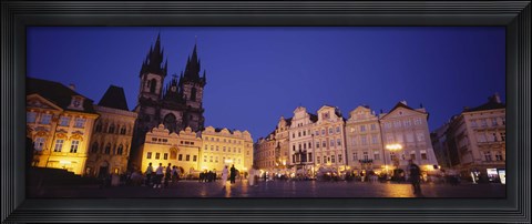 Framed Buildings lit up at dusk, Prague Old Town Square, Old Town, Prague, Czech Republic Print