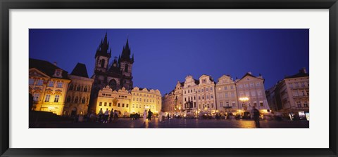 Framed Buildings lit up at dusk, Prague Old Town Square, Old Town, Prague, Czech Republic Print
