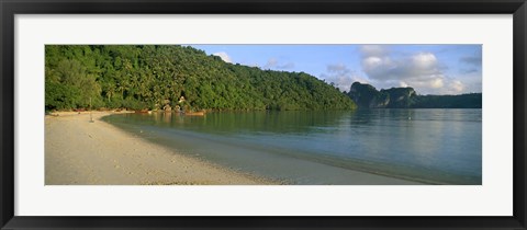 Framed Boat in the sea, Loh Dalam Bay, Phi Phi Islands, Thailand Print