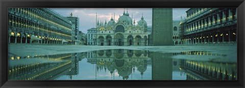 Framed Reflection of a cathedral on water, St. Mark&#39;s Cathedral, St. Mark&#39;s Square, Venice, Veneto, Italy Print