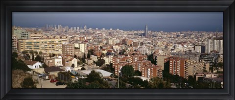 Framed High angle view of a city, Barcelona, Catalonia, Spain Print