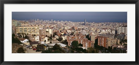 Framed High angle view of a city, Barcelona, Catalonia, Spain Print