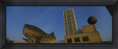 Framed Low angle view of a building, Olympic Port, Golden Whale, Barcelona, Catalonia, Spain Print