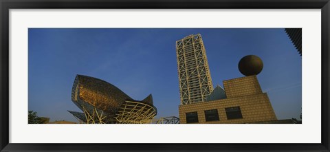 Framed Low angle view of a building, Olympic Port, Golden Whale, Barcelona, Catalonia, Spain Print