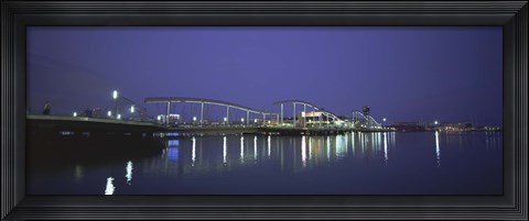 Framed Footbridge across a river, Rambla De Mar, Barcelona, Catalonia, Spain Print