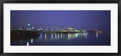 Framed Footbridge across a river, Rambla De Mar, Barcelona, Catalonia, Spain Print