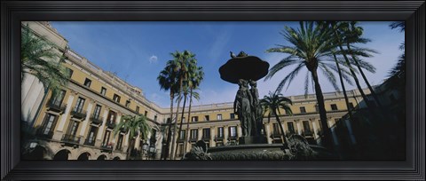 Framed Fountain in front of a palace, Placa Reial, Barcelona, Catalonia, Spain Print