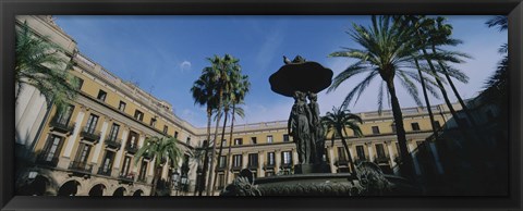 Framed Fountain in front of a palace, Placa Reial, Barcelona, Catalonia, Spain Print