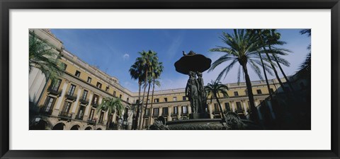 Framed Fountain in front of a palace, Placa Reial, Barcelona, Catalonia, Spain Print