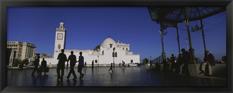 Framed Tourists walking in front of a mosque, Jamaa-El-Jedid, Algiers, Algeria Print