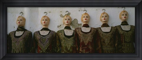Framed Group of mannequins in a market stall, Tripoli, Libya Print