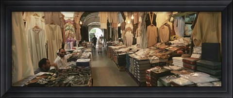 Framed Clothing stores in a market, Souk Al-Liffa, Tripoli, Libya Print