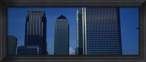 Framed Skyscrapers in a city, Canary Wharf, London, England Print