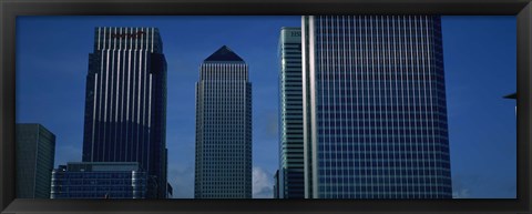 Framed Skyscrapers in a city, Canary Wharf, London, England Print