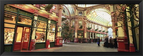 Framed Interiors of a market, Leadenhall Market, London, England Print