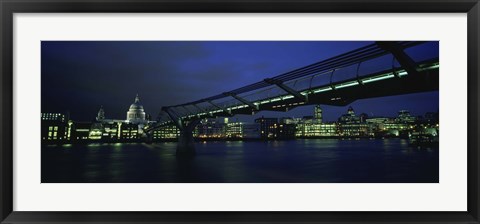 Framed Low angle view of a bridge across a river, Millennium Bridge, Thames River, London, England Print