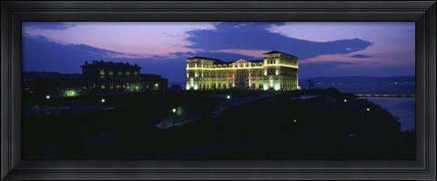Framed Buildings lit up at night, Palais Due Pharo, Marseille, Bouches-Du-Rhone, Provence-Alpes-Cote Daze, France Print