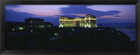 Framed Buildings lit up at night, Palais Due Pharo, Marseille, Bouches-Du-Rhone, Provence-Alpes-Cote Daze, France Print