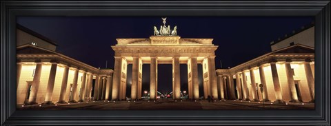 Framed Low angle view of a gate lit up at night, Brandenburg Gate, Berlin, Germany Print