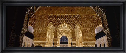 Framed Carving on the wall of a palace, Court Of Lions, Alhambra, Granada, Andalusia, Spain Print