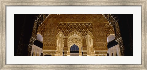 Framed Carving on the wall of a palace, Court Of Lions, Alhambra, Granada, Andalusia, Spain Print