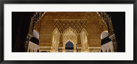 Framed Carving on the wall of a palace, Court Of Lions, Alhambra, Granada, Andalusia, Spain Print