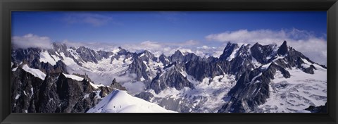 Framed High angle view of a mountain range, Mt Blanc, The Alps, France Print