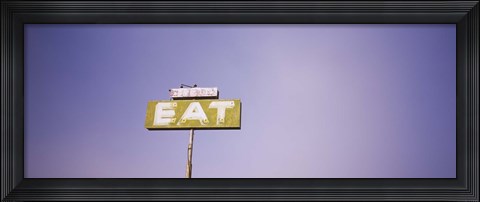 Framed Low angle view of an old sign board, Highway 395, California, USA Print