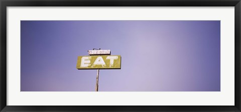 Framed Low angle view of an old sign board, Highway 395, California, USA Print