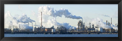 Framed Oil refinery at the waterfront, Delaware River, New Jersey, USA Print