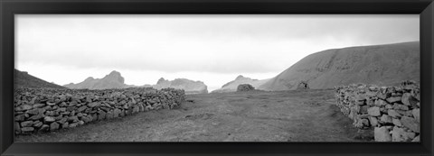 Framed Stone walls on a landscape, Shetland Islands, Scotland Print