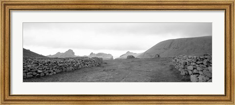 Framed Stone walls on a landscape, Shetland Islands, Scotland Print