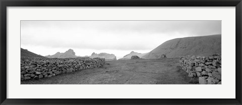 Framed Stone walls on a landscape, Shetland Islands, Scotland Print