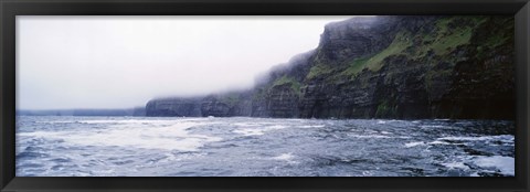 Framed Rock formations at the waterfront, Cliffs Of Moher, The Burren, County Clare, Republic Of Ireland Print