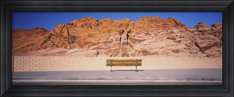Framed Bench in front of rocks, Red Rock Canyon State Park, Nevada, USA Print