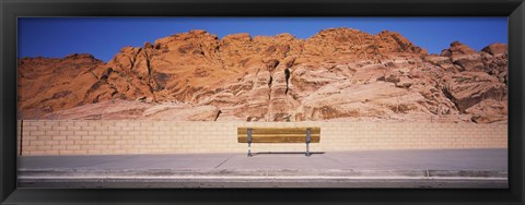 Framed Bench in front of rocks, Red Rock Canyon State Park, Nevada, USA Print