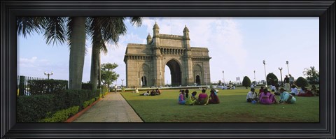 Framed Tourist in front of a monument, Gateway Of India, Mumbai, Maharashtra, India Print