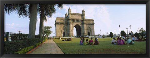 Framed Tourist in front of a monument, Gateway Of India, Mumbai, Maharashtra, India Print