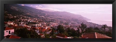 Framed High angle view of a town, Fortela de Pico, The Pico Forte, Funchal, Madeira, Portugal Print