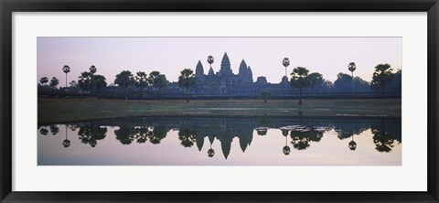 Framed Reflection of temples and palm trees in a lake, Angkor Wat, Cambodia Print