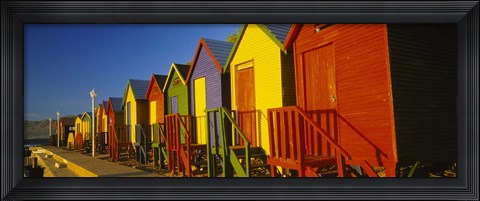 Framed Beach huts in a row, St James, Cape Town, South Africa Print