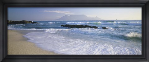 Framed Tide on the beach, Table Mountain, South Africa Print