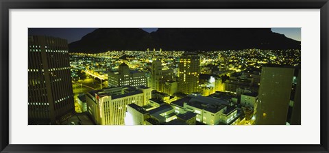 Framed High angle view of a city lit up at night, Cape Town, South Africa Print