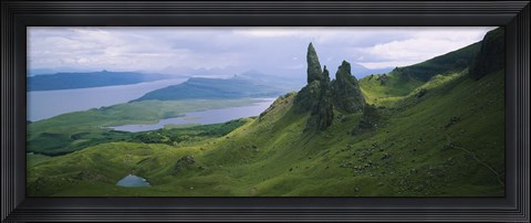 Framed High angle view of rock formations on a mountain, Old Man Of Storr, Isle Of Skye, Scotland Print