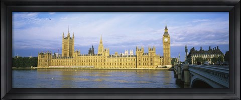 Framed Government building at the waterfront, Thames River, Houses Of Parliament, London, England Print